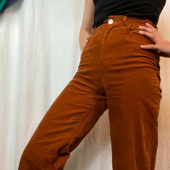 Frank & Oak Pants - Frank and Oak Wide Leg Corduroy Pants in Glazed Ginger